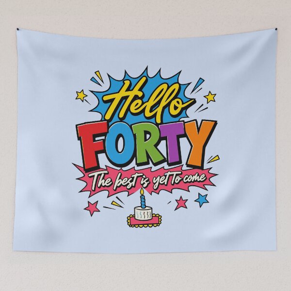 Item preview, Hello Forty The Best Is Yet To Come Pop Art Comic Book 40th Birthday Celebration Milestone Gift Graphic designed and sold by illeN-Art-World.