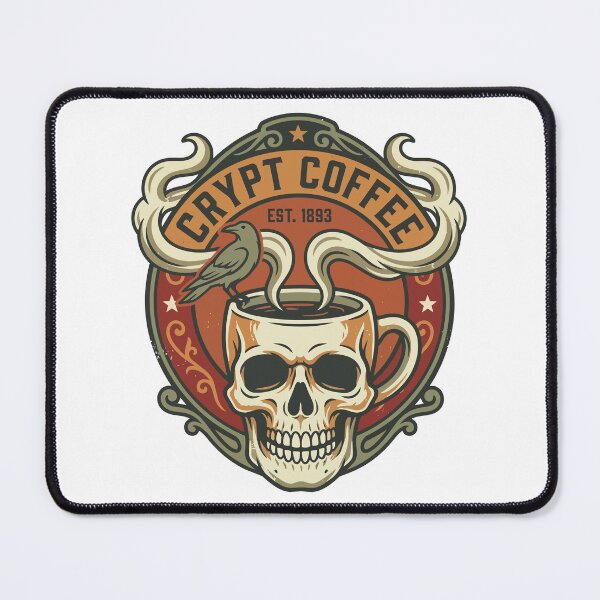 Item preview, Crypt Coffee Vintage Horror Badge | Skull Coffee Mug Retro Americana designed and sold by Weasel Graphix.