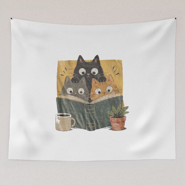 Item preview, Retro Curious Reading Cats - Vintage Art designed and sold by Gbriel3.