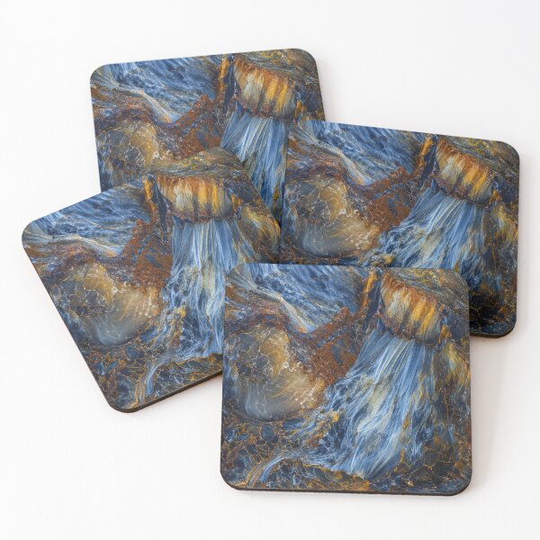 Item preview, Blue Pietersite Gemstone Texture – Dramatic Tempest Stone Pattern with Flowing Golden Mineral Veins and Deep Sapphire Blue Crystal Surface for Luxury Decor designed and sold by SurfaceCraft Studio.