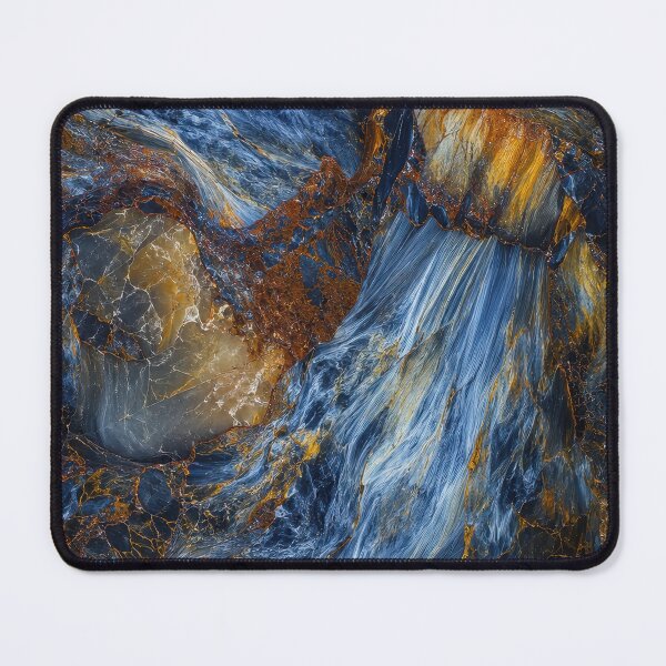 Item preview, Blue Pietersite Gemstone Texture – Dramatic Tempest Stone Pattern with Flowing Golden Mineral Veins and Deep Sapphire Blue Crystal Surface for Luxury Decor designed and sold by SurfaceCraft Studio.