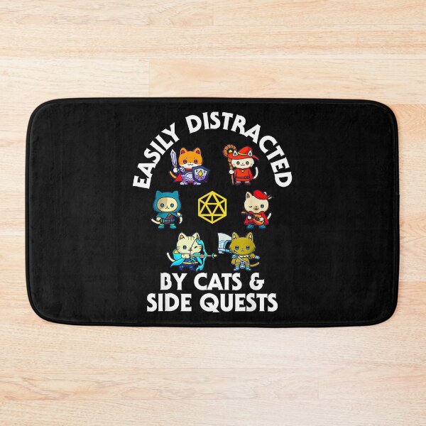 Item preview, Easily Distracted By Cats & Side Quests Dungeons Dragons Tabletop RPG Gamer Cat Lover designed and sold by Hugosploosh.