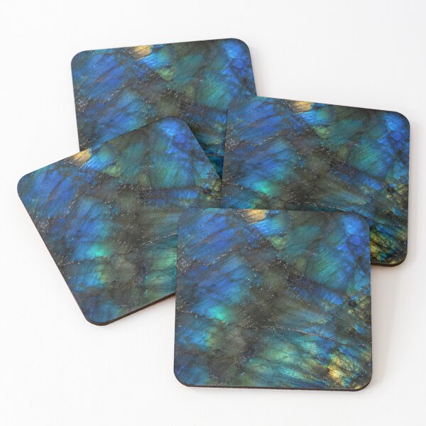Item preview, Blue Labradorite Gemstone Texture with Brilliant Labradorescence – Iridescent Crystal Surface in Electric Blue, Teal and Golden Flash for Luxury Nature Decor designed and sold by SurfaceCraft Studio.