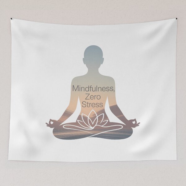 Item preview, Mindfulness Zero Stress Lotus Yoga Line Art Decor designed and sold by 108stillness.