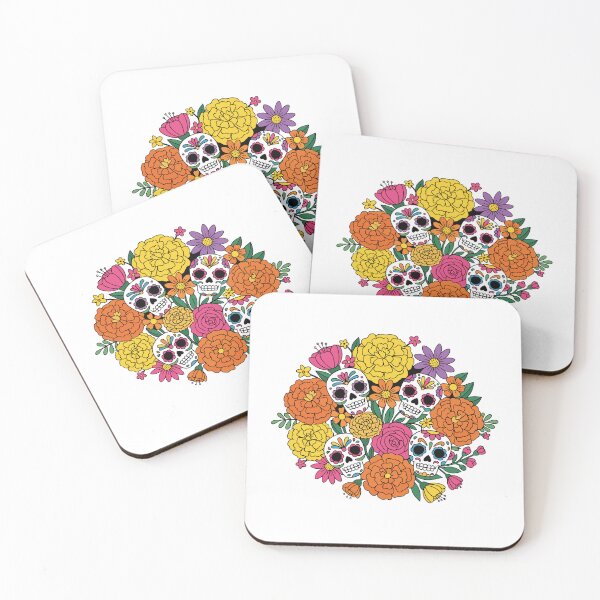 Item preview, Floral Sugar Skull Bouquet | Colorful Day of the Dead Calavera Botanical Art designed and sold by Ecocrushstudio.