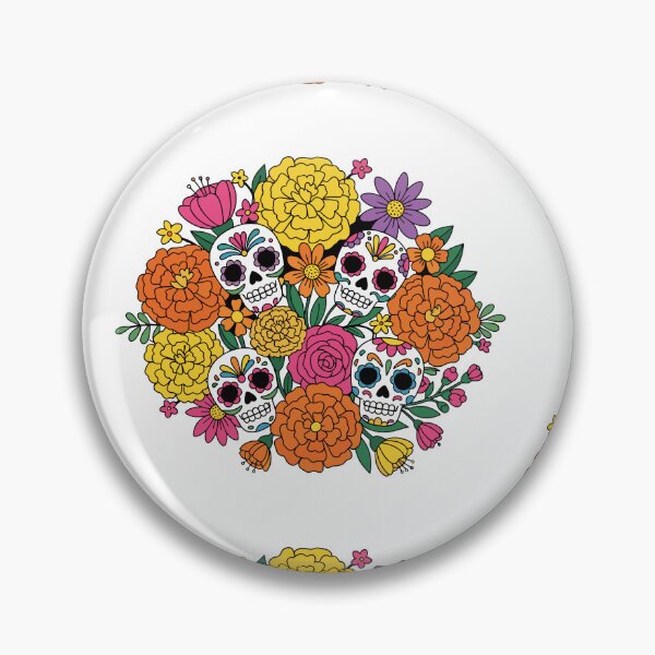 Item preview, Floral Sugar Skull Bouquet | Colorful Day of the Dead Calavera Botanical Art designed and sold by Ecocrushstudio.
