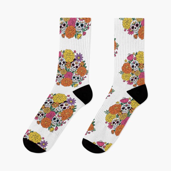 Item preview, Floral Sugar Skull Bouquet | Colorful Day of the Dead Calavera Botanical Art designed and sold by Ecocrushstudio.