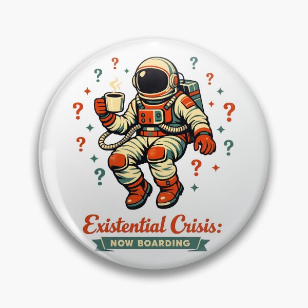Item preview, Existential Crisis Now Boarding - Retro Astronaut Drinking Coffee designed and sold by Art JSMY.