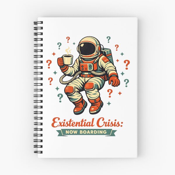 Item preview, Existential Crisis Now Boarding - Retro Astronaut Drinking Coffee designed and sold by Art JSMY.