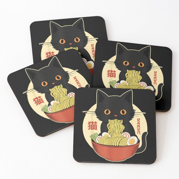 Item preview, Black Cat Neko Ramen Japanese Food Fan designed and sold by Hugosploosh.