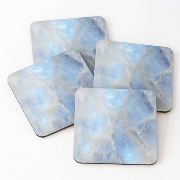 Item preview, Rainbow Moonstone Gemstone Texture with Ethereal Blue Adularescence – Iridescent White Crystal Surface for Luxury Nature Inspired Decor and Modern Design designed and sold by SurfaceCraft Studio.