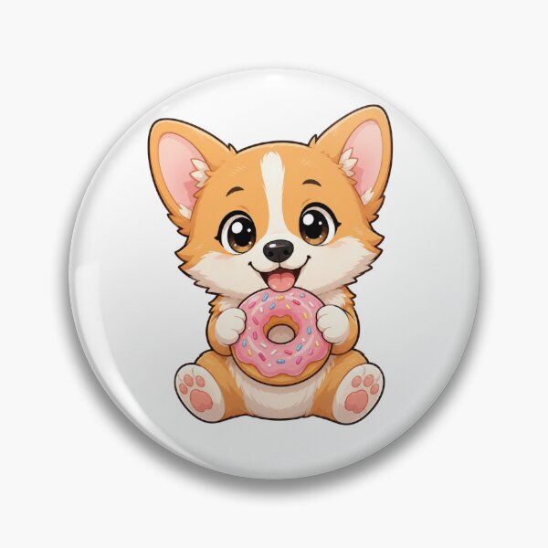 Item preview, Kawaii Corgi Puppy Eating Pink Sprinkled Donut designed and sold by Piising.