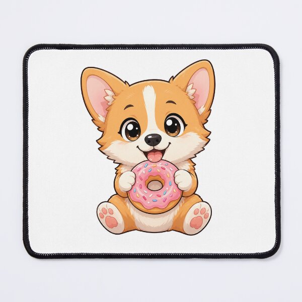 Item preview, Kawaii Corgi Puppy Eating Pink Sprinkled Donut designed and sold by Piising.