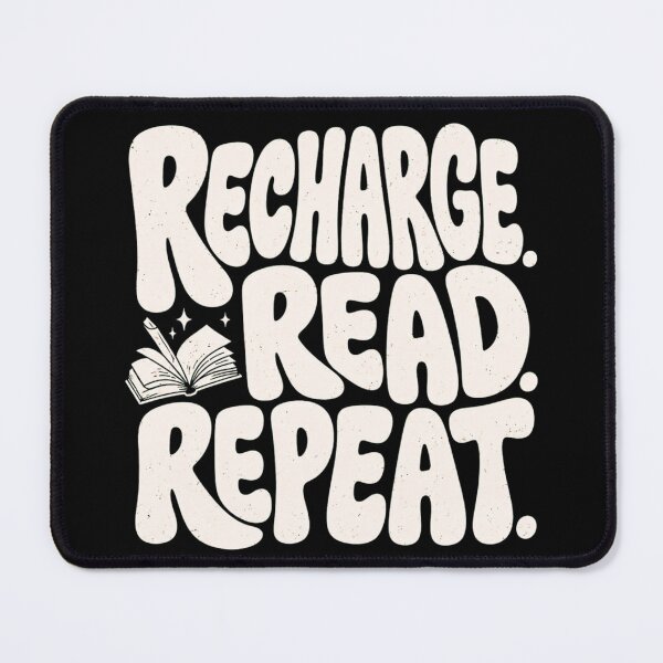 Item preview, Recharge Read Repeat – Retro Book Lover Quote designed and sold by StockAnime.