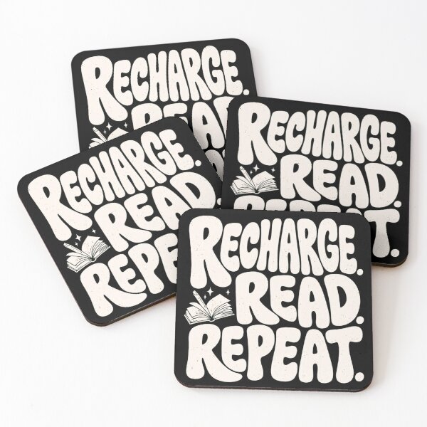 Item preview, Recharge Read Repeat – Retro Book Lover Quote designed and sold by StockAnime.