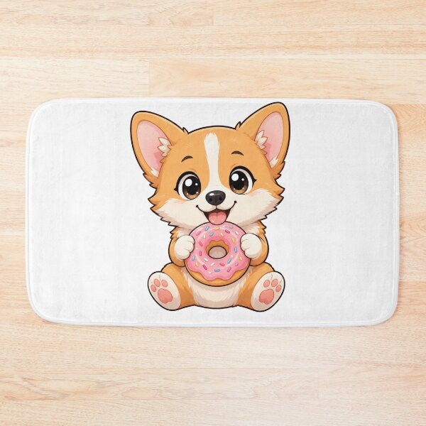 Item preview, Kawaii Corgi Puppy Eating Pink Sprinkled Donut designed and sold by Piising.