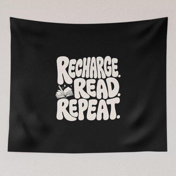 Item preview, Recharge Read Repeat – Retro Book Lover Quote designed and sold by StockAnime.