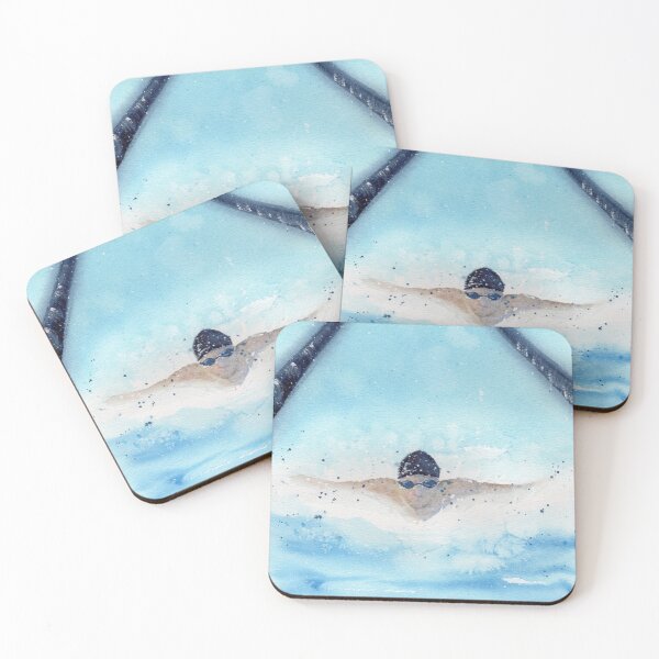 Item preview, Swimmer Watercolor – Minimal Blue Aesthetic | Fluid Motion Swimming Art designed and sold by Tsveti_watercolors.