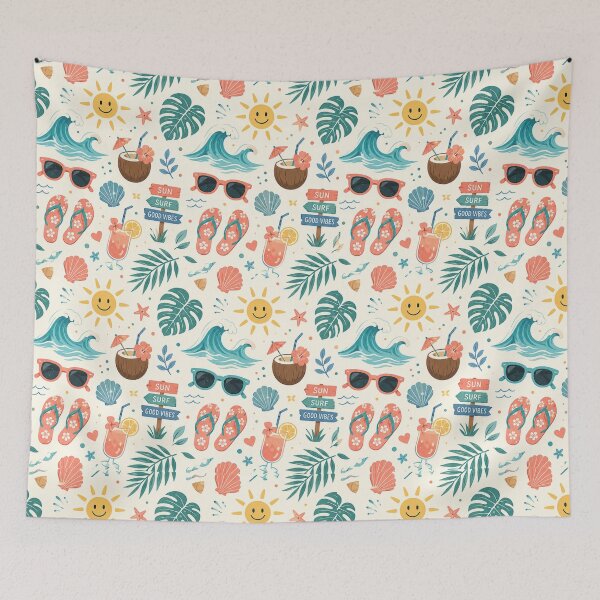 Item preview, Tropical Summer Beach Seamless Pattern designed and sold by MoodSupplyStudio.