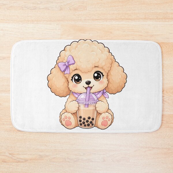 Item preview, Cute Kawaii Fluffy Poodle Puppy Drinking Boba Milk Tea designed and sold by Piising.