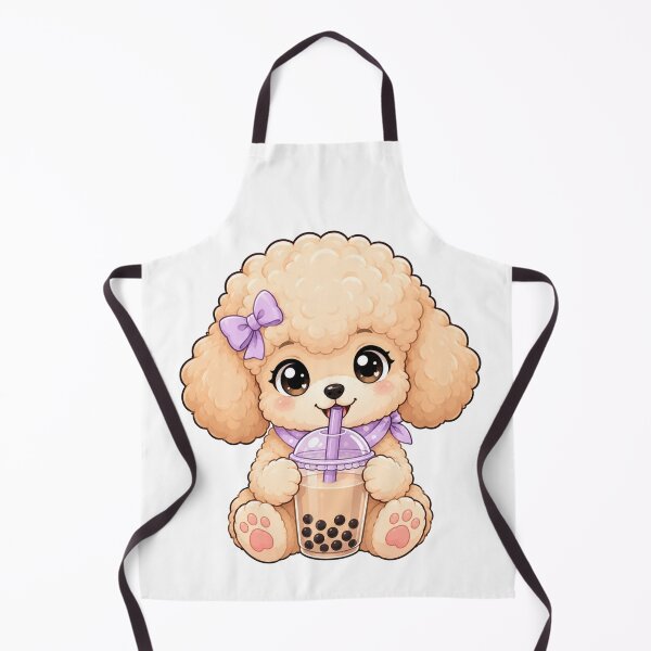 Item preview, Cute Kawaii Fluffy Poodle Puppy Drinking Boba Milk Tea designed and sold by Piising.
