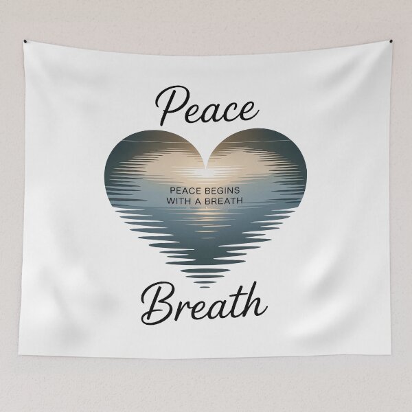 Item preview, Peace Begins with a Breath Heart Line Art Decor designed and sold by 108stillness.