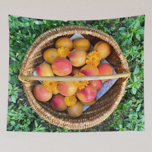 Item preview, Apricot fruit in woven basket designed and sold by happytraveller1.