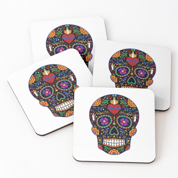 Item preview, Black Floral Sugar Skull | Vibrant Mexican Folk Art Calavera Illustration designed and sold by Ecocrushstudio.