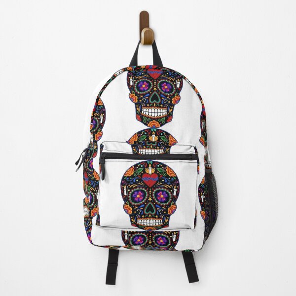Item preview, Black Floral Sugar Skull | Vibrant Mexican Folk Art Calavera Illustration designed and sold by Ecocrushstudio.