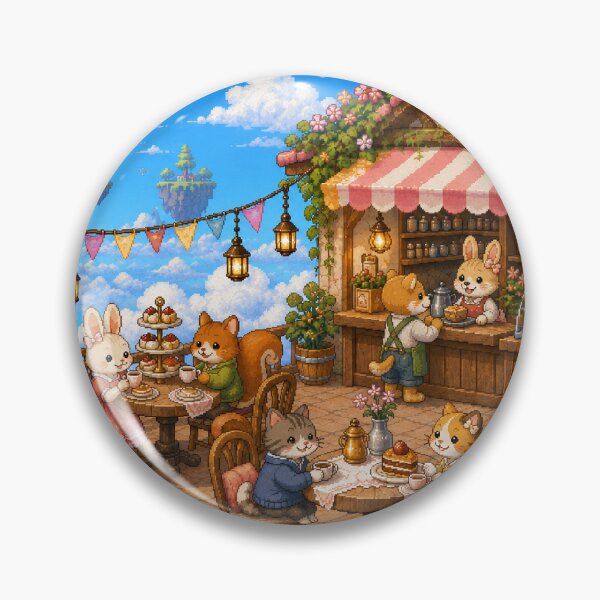 Item preview, Cozy Cloud Cafe Pixel Art Animal Tea Party designed and sold by Yiruda-Art.