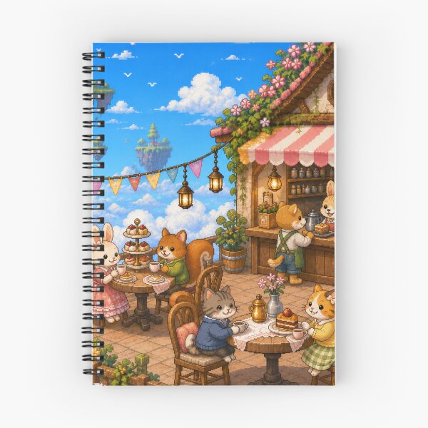 Item preview, Cozy Cloud Cafe Pixel Art Animal Tea Party designed and sold by Yiruda-Art.
