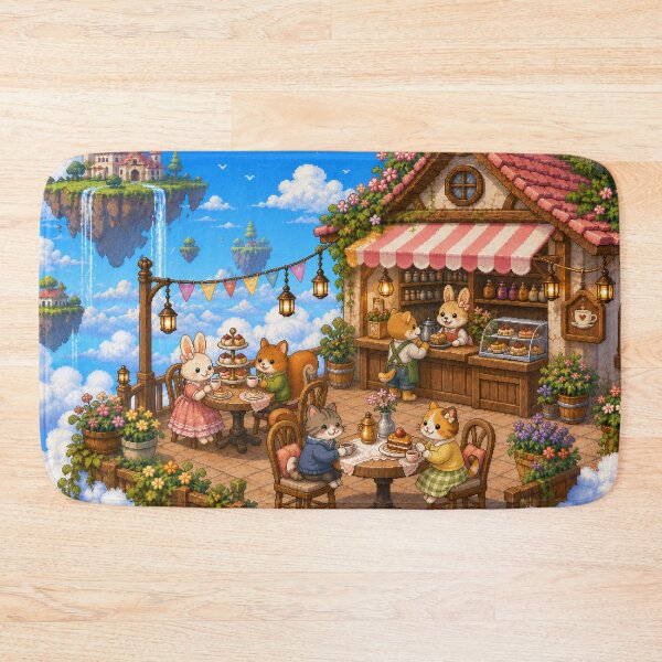 Item preview, Cozy Cloud Cafe Pixel Art Animal Tea Party designed and sold by Yiruda-Art.