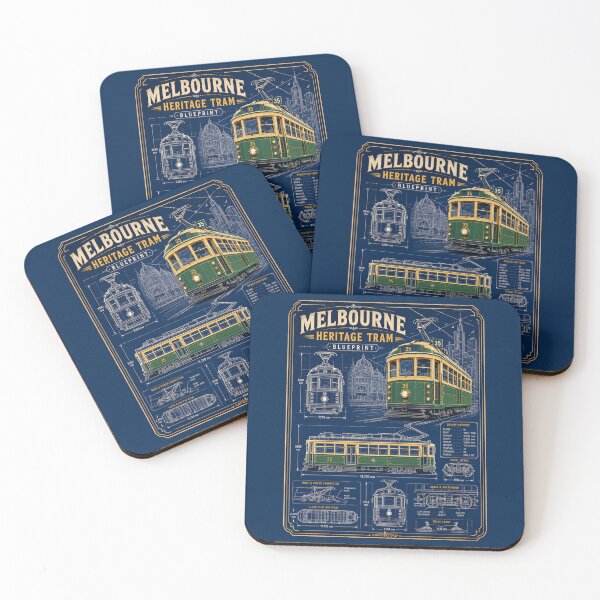 Item preview, Melbourne Heritage Tram Blueprint | Vintage W-Class Engineering Drawing | Australia Transit Gift designed and sold by Globalcitytees.
