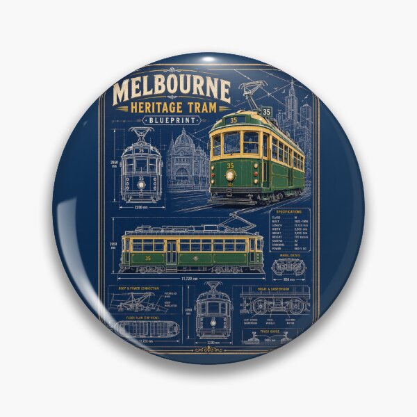 Item preview, Melbourne Heritage Tram Blueprint | Vintage W-Class Engineering Drawing | Australia Transit Gift designed and sold by Globalcitytees.
