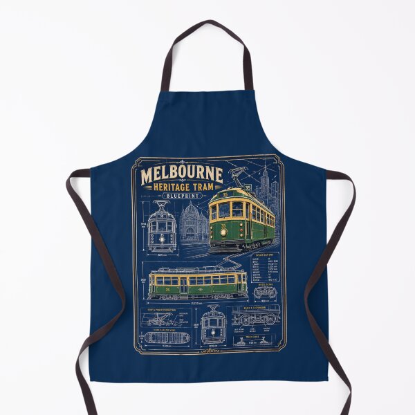 Item preview, Melbourne Heritage Tram Blueprint | Vintage W-Class Engineering Drawing | Australia Transit Gift designed and sold by Globalcitytees.