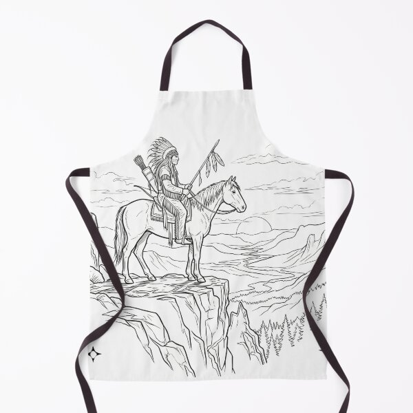 Item preview, Native American Warrior on Horseback Line Art Silhouette designed and sold by Surviving Monday Club.