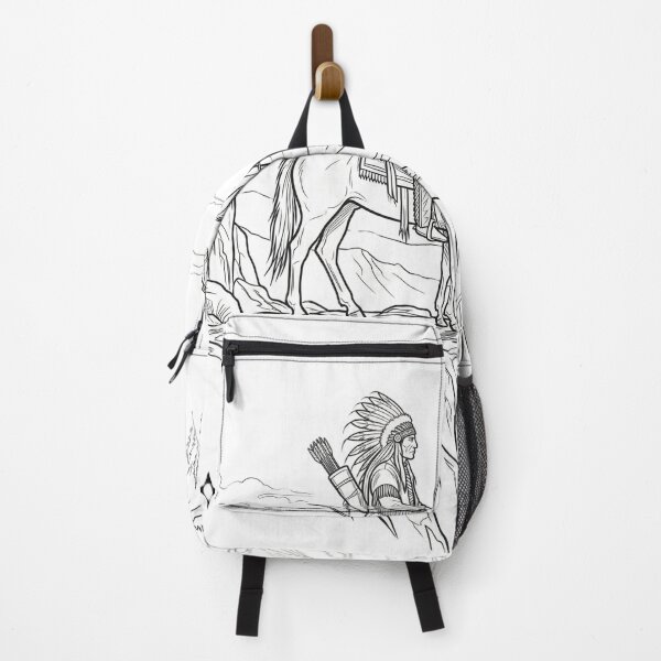 Item preview, Native American Warrior on Horseback Line Art Silhouette designed and sold by MY-Top-Shop.