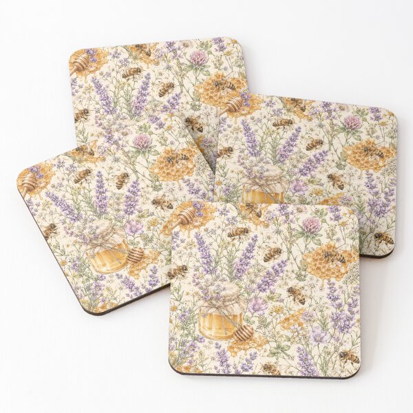 Item preview, Lavender Honey Bees designed and sold by Gold&pixels.