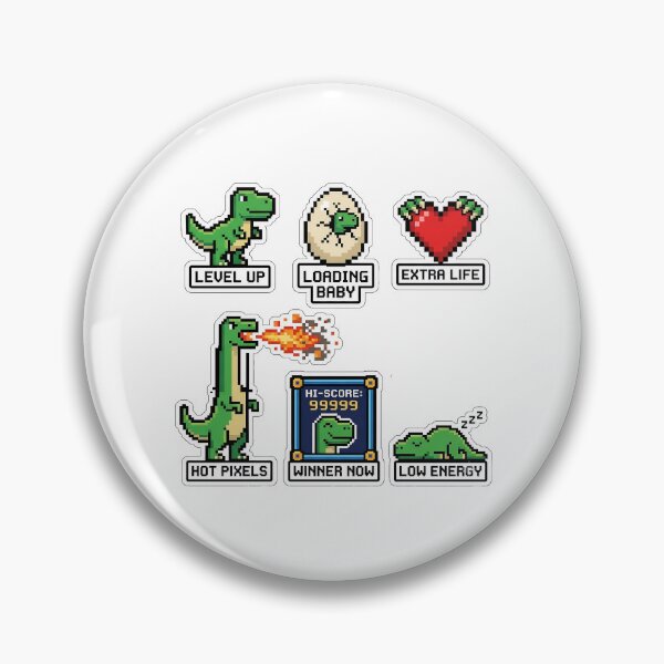 Artikelvorschau, Retro Dino 8-Bit Pixel Sticker Pack – Vintage Indie Game & Block Wortspiele entworfen und verkauft von SimpleP.
