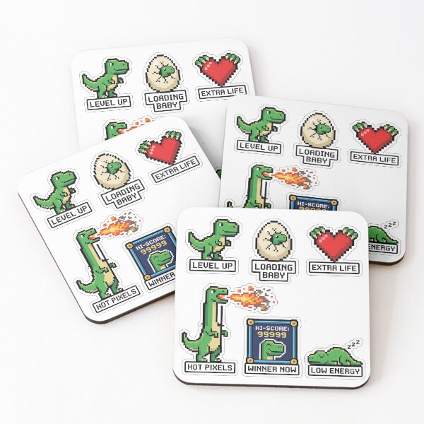 Item preview, Retro Dino 8Bit Pixel Sticker Pack - Vintage Indie Game & Block Puns designed and sold by SimpleP.