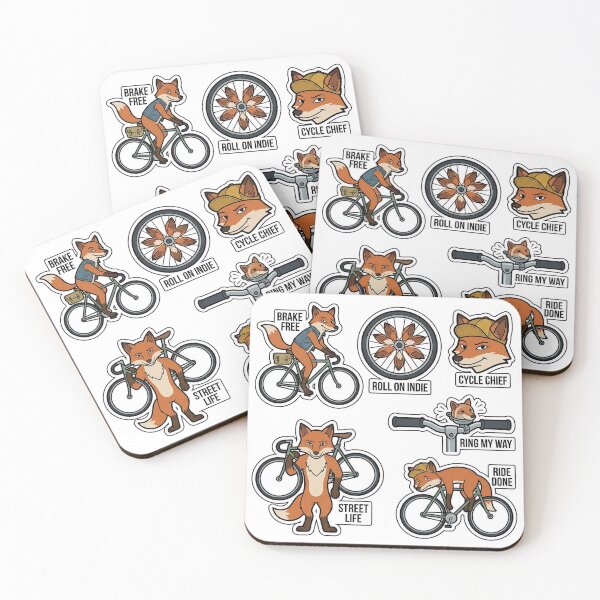 Item preview, Vintage Fox Fixed Gear Sticker Pack - Retro Hipster & Bicycle Puns designed and sold by SimpleP.