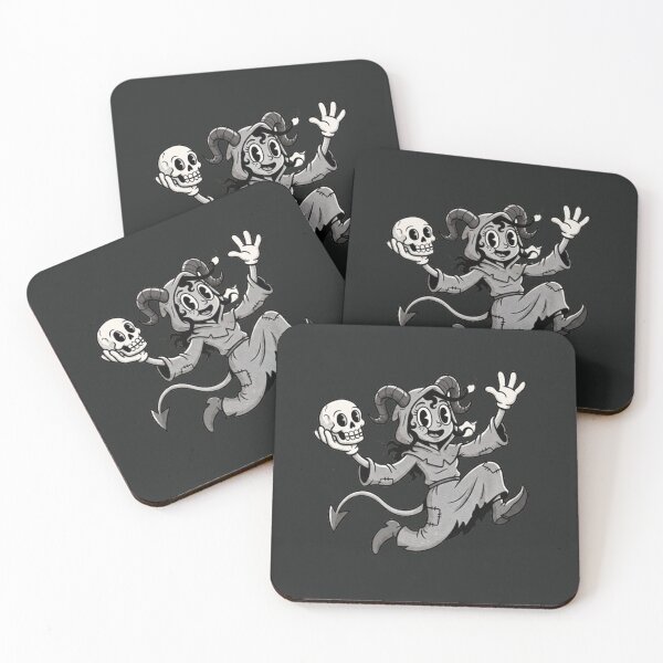 Item preview, Cartoon Tiefling Warlock Finds Skull RPG Sticker designed and sold by AestheticRPG .