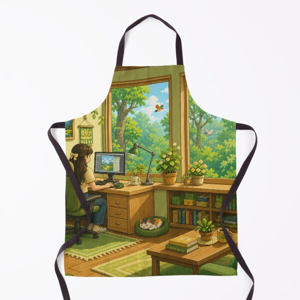 Item preview, Cozy Forest Workspace Pixel Art Green Study Room designed and sold by Yiruda-Art.