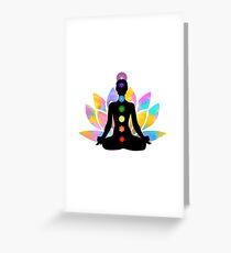 Spiritual 7 Chakra Woman Yoga Pose Meditation Greeting Card