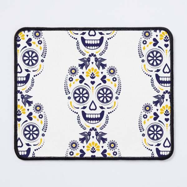 Item preview, Minimal Scandinavian Sugar Skull | Blue Floral Folk Art Calavera Illustration designed and sold by Ecocrushstudio.