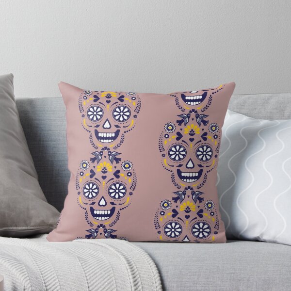 Item preview, Minimal Scandinavian Sugar Skull | Blue Floral Folk Art Calavera Illustration designed and sold by Ecocrushstudio.