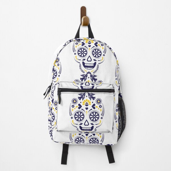 Item preview, Minimal Scandinavian Sugar Skull | Blue Floral Folk Art Calavera Illustration designed and sold by Ecocrushstudio.