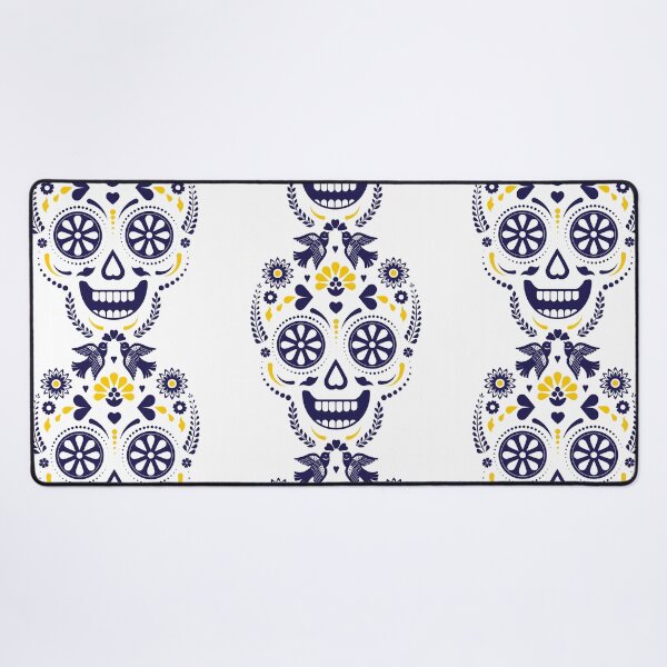 Item preview, Minimal Scandinavian Sugar Skull | Blue Floral Folk Art Calavera Illustration designed and sold by Ecocrushstudio.