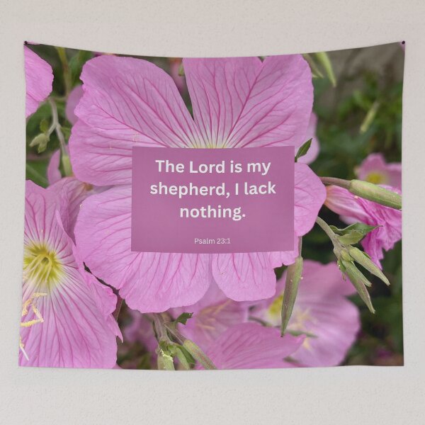 Item preview, Psalm 23 pink flower background  designed and sold by happytraveller1.