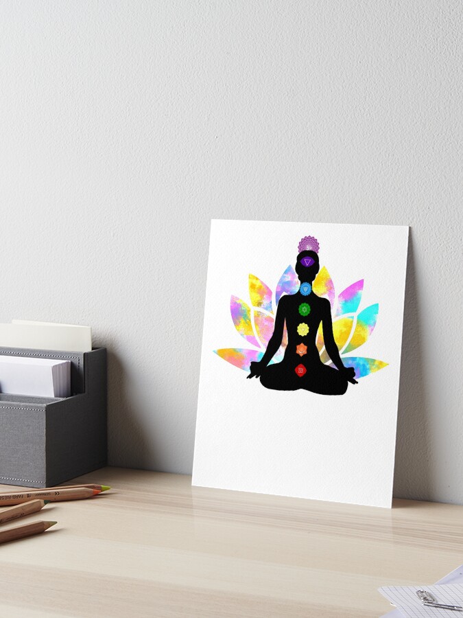 Spiritual 7 Chakra Woman Yoga Pose Meditation Art Board Print for Sale by  cbrink